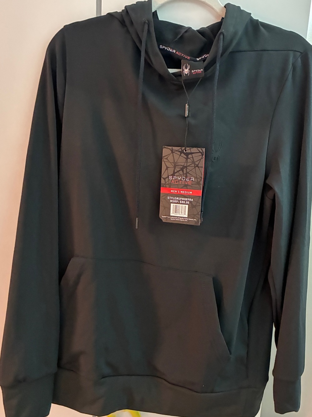Spyder Active Black Performance Hoodie Men’s Medium NWT ProWEB Athletic Pullover